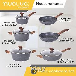 Non Stick Pots and Pans Set Induction Hob Pots Set 15Pcs Kitchen Cookware wi