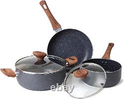 Non Stick Pots and Pans Set Induction Hob Pots Set 5Pcs Kitchen Cookware wit