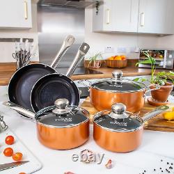Non Stick Pots and Pans Set Induction Hob Pots Set 8Pcs Kitchen Cookware wit