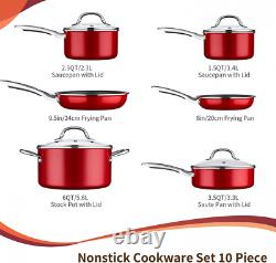 Nonstick Cookware Set 10 Piece, Induction Pots and Pans Set, Pan with