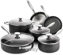 Nonstick Cookware Set Induction, Pot & Pan Set 10 PCS, Deep Saucepan Stone Grani