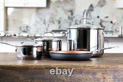 Nuwave Ceramic Non Stick 7 Piece Induction Cookware Set Stainless Steel Silver