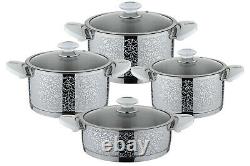 OMS 8 Piece Professional Casserole Pan Stock Pot Cookware Set 18/10 S/Steel 1027