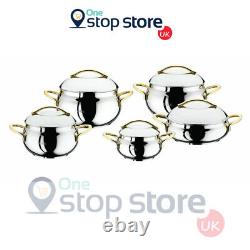 OMS Gold Bowl Shape 10 Piece Silver Cookware Professional Stock Pot Set With Lid