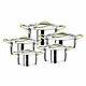 OMS Stainless Steel Cookware 1011 Cylinder Shape Gold Casserole Stockpot Pot Set