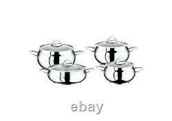 O. M. S Quality 8 Piece Professional Cookware Stock Pot Set Oven Proof & Induction