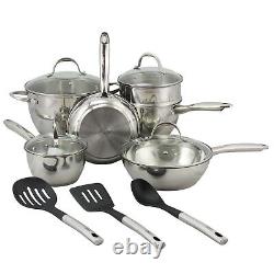 Oster Ridgewell 13 piece Stainless Steel Belly Shape Cookware Set in Silver Mi