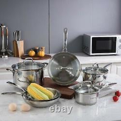 Othello CH-SSCO6 10 Piece Tri-ply Stainless Steel Cookware Set Pots and Pans New