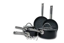 Pan Set Non Stick with Lids Induction 5-Piece Durastone Black Ceramic Cookware