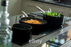 Pan Set Non Stick with Lids Induction 5-Piece Durastone Black Ceramic Cookware