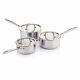 Pan Set Triple Layer Stainless Steel 3 Piece with Glass Lid Gas Induction Safe