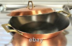 Paul Revere Ware USA Solid Copper Pot 10 Skillet Wok Rare Lid Fry Pan Paella