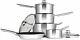 Penguin Home Set of 5 Cookware Pan Set, Stainless Steel Kitchen Set of 5 Piece