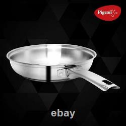 Pigeon Stainless Steel 3 Pcs Cookware Set, Wok with Glass Lid, Fry Pan, Saucepan