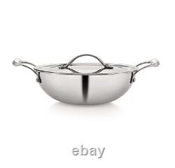 Platinum cookware Tri-Ply Stainless Steel Deep Kadhai 30cm with Lid