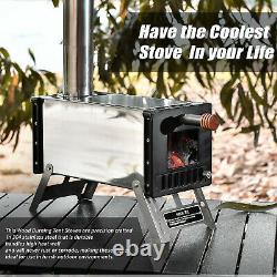 Portable Foldable Outdoor Camping Cookware Barbecue BBQ Wood Burning Stove M2S0