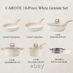 Pots And Pans Set Nonstick, White Granite Induction Kitchen Cookware Sets 10 Pcs
