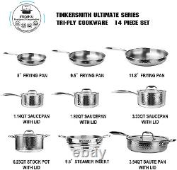 Pots and Pans Set, Imarku Kitchen Cookware Sets, Tri-Ply Clad Stainless Steel 14