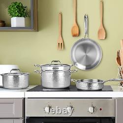 Pots and Pans Set, Imarku Kitchen Cookware Sets, Tri-Ply Clad Stainless Steel 14