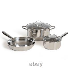 Premium Livoo 5-Piece Stainless Steel Cookware Set Shiny Silver Finish