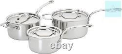 ProWare Stainless Steel Tri-Ply Cookware Set of 3 16, 18, 20cm Saucepans