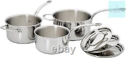 ProWare Stainless Steel Tri-Ply Cookware Set of 3 16, 18, 20cm Saucepans