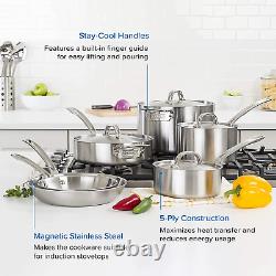 Professional 5-Ply Stainless Steel Cookware Set, 10 Piece