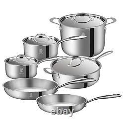 RD ROYDX 10-Piece Pots and Pans Set Stainless Steel Pan Kitchen Cookware Stay