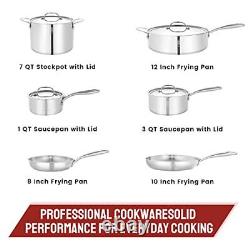 RD ROYDX 10-Piece Pots and Pans Set Stainless Steel Pan Kitchen Cookware Stay