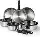 ROYDX Uncoated 18/10 Stainless Steel Cookware Set, Large Frying Pan 20 PCS