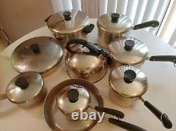 Revere Ware Copper Bottom 16 Piece Set Vintage Pots & Pans Cookware