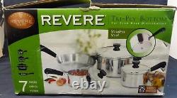 Revere Wear Tri-Ply Bottom Stainless Steel 7 Piece Cookware Set New in Box