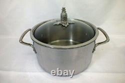 Ruffoni Omegna Hammered Stainless Steel StockPot Covered Lid Pineapple 6 qt