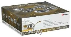 SQ Professional Lustro apple 6 piece Stainless Steel cookware set- Silver-Gold