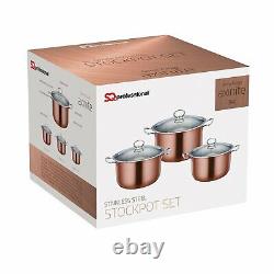 SQ Professional Stainless Steel Stockpot Cookware Casserole Set