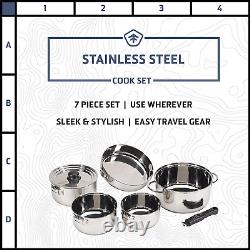 STANSPORT Heavy Duty 7-Piece Stainless Steel Clad Cookware Set