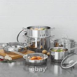 SUNHOUSE Multifunction 9-Pieces Stainless Steel Cookware Set with PFOA-free