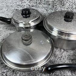 SaladMaster 10 Piece Cookware Set Lot Stainless Steel Vapor Lid READ Description