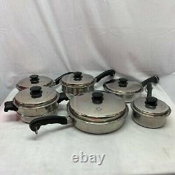 Saladmaster Cookware 12 Pc Set Pots Pans Lids Steamer 18-8 Tri-Clad SS US Made