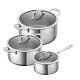 Saucepan Casserole Pots 3 Piece Set Stainless Steel 1.5 L 3.1 5.4 L Kuhn Rikon