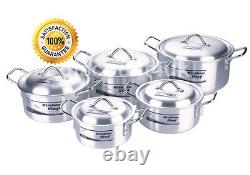 Saucepan Pan Set 10pc Aluminium Casserole Stock Pot Saucepan Cookware Set