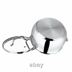 Set of 2 Stainless Steel Cookware Stockpot Casserole with Glass lid