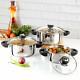 Set of 3 Stainless Steel Cookware Stockpot Casserole with Glass lid