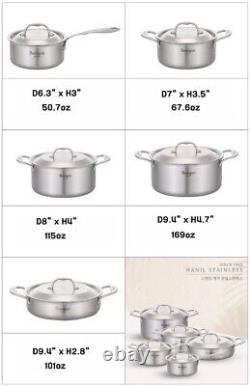 Set of 5 Cookware 5-Ply Stainless Steel Cooking Pot Induction Casserole Saucepan