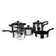 Set of 6 Pots and Pans Saucepan Cookware Non Stick Glass Lids Stainless Steel