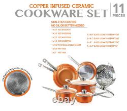 Simple & Co. Stainless Steel and Ceramic 11 Piece Copper Cookware Set