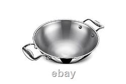 Stahl Triply Stainless Steel Kadai with Lid I Stainless Steel Cookware 22 cm