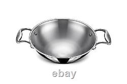 Stahl Triply Stainless Steel Kadai with Lid I Stainless Steel Cookware 22 cm
