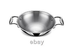 Stahl Triply Stainless Steel Kadai with Lid I Stainless Steel Cookware 24 cm