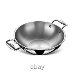 Stahl Triply Stainless Steel Kadai with Lid Stainless Steel Cookware 24 cm